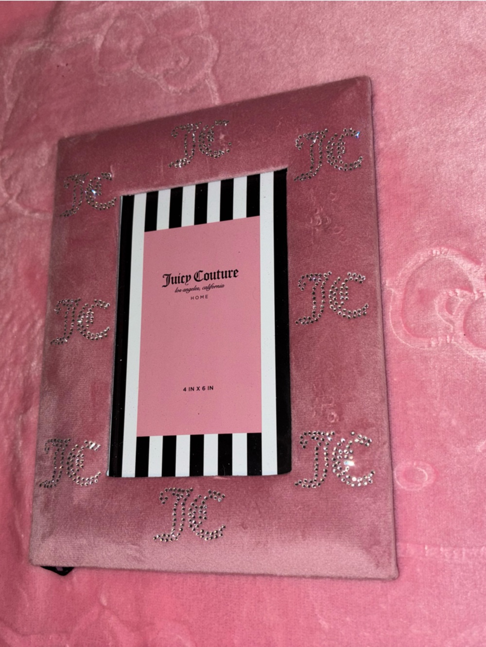 Juicy Couture Pink Velvet Crystal Logo Picture Frame